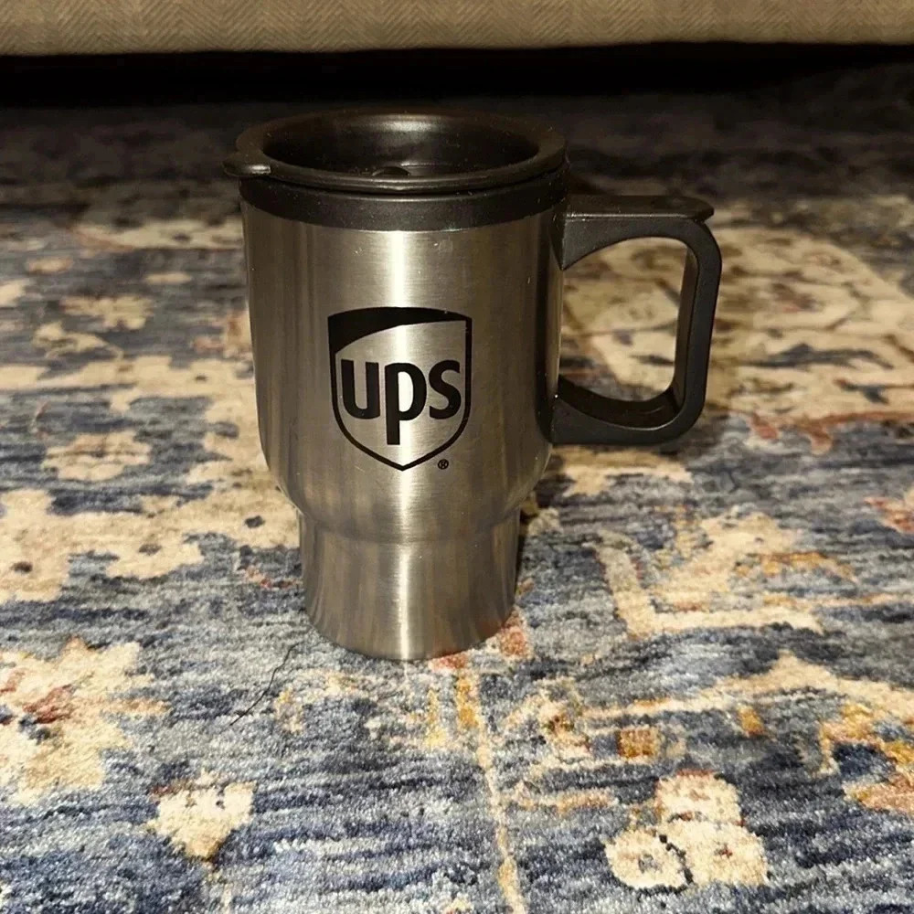 UPS Handled Logo Cup with Lid for Coffee Hot Beverage or Cold Beverage